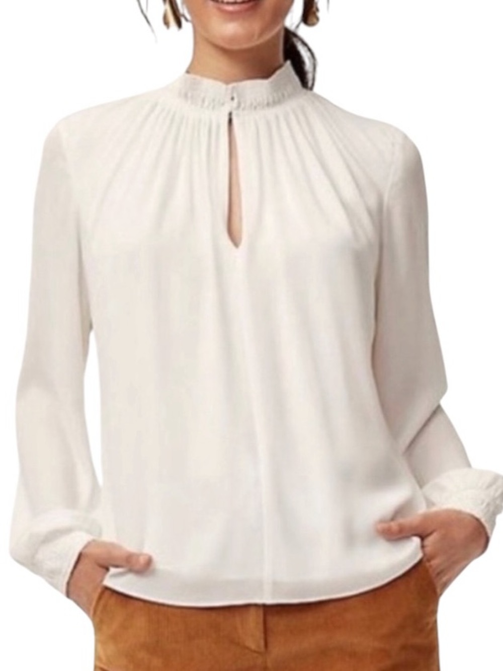 Babaton mock neck long sleeve flowy Harry blouse size S excellent condition